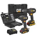 CAT 18V Sett Borvél 65Nm með höggi, og Skrúfvél 215N.m, 2x2Ah, hleðslutæki og taska 