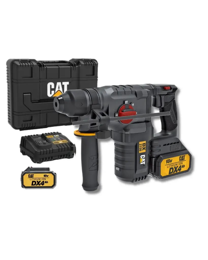 CAT 18V Höggborvél 26mm, 2.8J, SDS, 2x4Ah, hleðslutæki og taska