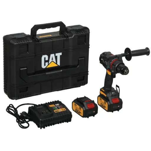 [dx1130.1] CAT 18V borvél með höggi 13mm, 80N.m, 2x4.0Ah rafhlaða, hleðslutæki og taska. dx1130.1